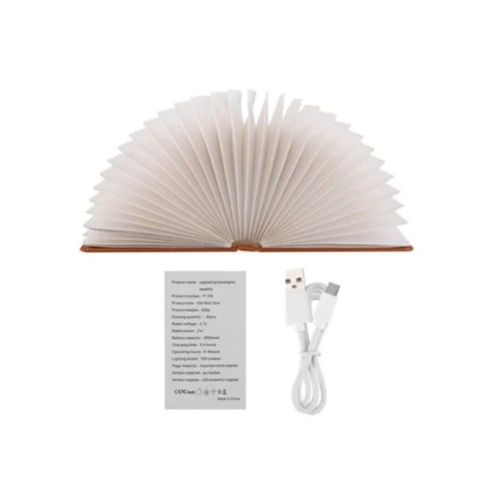 Veioza pliabila cu incarcare USB, lumina LED, culoare maronie