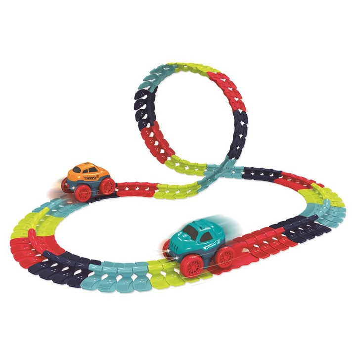 Pista interschimbabila RS Toys X-Rail, cu 2 masinute incluse, 96 piese