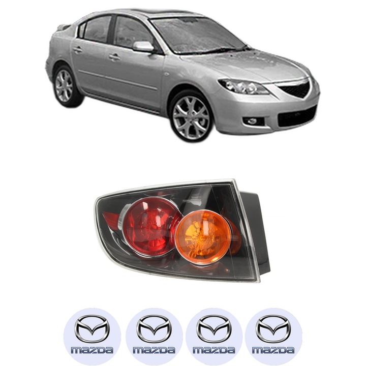 Lampa Stop Spate Stanga MAZDA 3 Saloon (BK) din 2003-2009, Auto, DEPO, 4x Stickere auto cu MAZDA