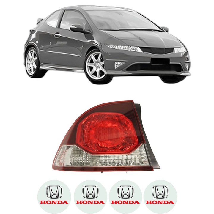 Lampa Stop Spate Stanga HONDA CIVIC VIII Hatchback (FN, FK) din 2005-2012, Auto, DEPO, 4x Stickere auto cu HONDA