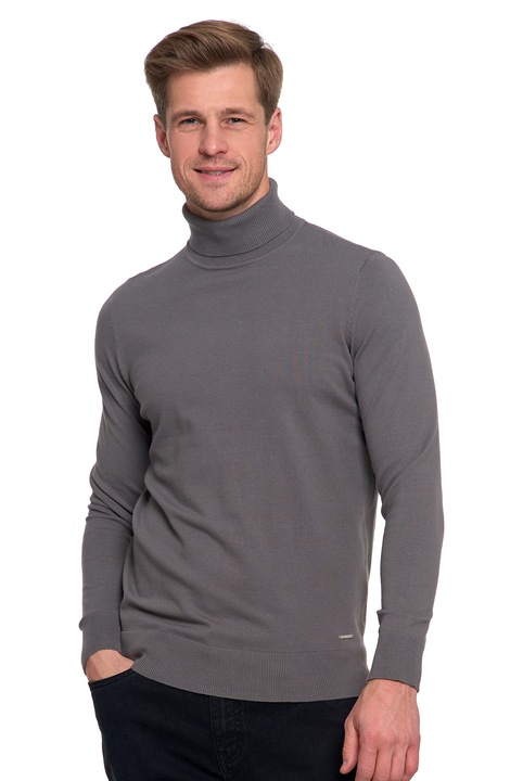 Ferfi pulover, Moraj, elegans, vekony, galler, pamut, Szürke