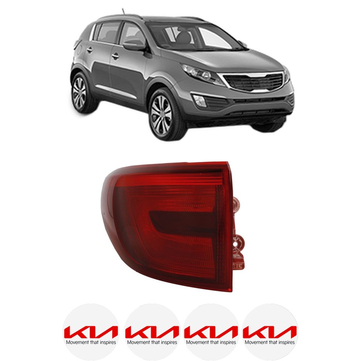 Lampa Stop Spate Stanga KIA SPORTAGE III (SL) din 2010-2015, Auto, DEPO, 4x Stickere auto cu KIA