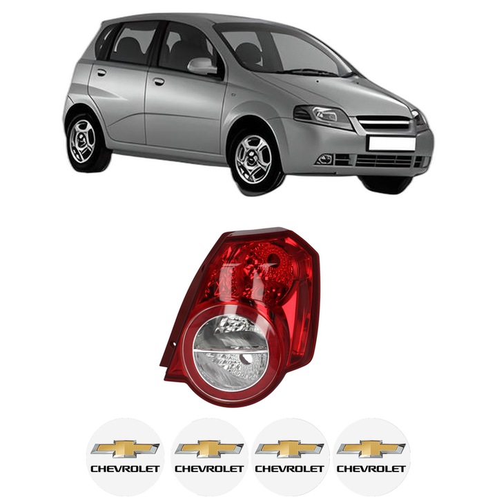 Lampa Stop Spate Dreapta CHEVROLET AVEO / KALOS Hatchback (T200) din 2003-2008, Auto, DEPO, 4x Stickere auto cu CHEVROLET