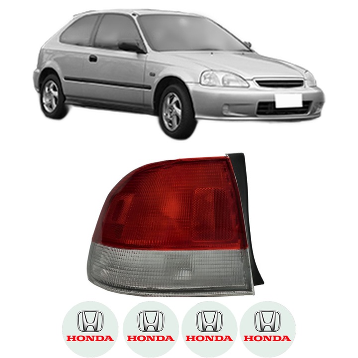 Lampa Stop Spate Stanga HONDA CIVIC VI Hatchback (EJ, EK) din 1995-2001, Auto, DEPO, 4x Stickere auto cu HONDA