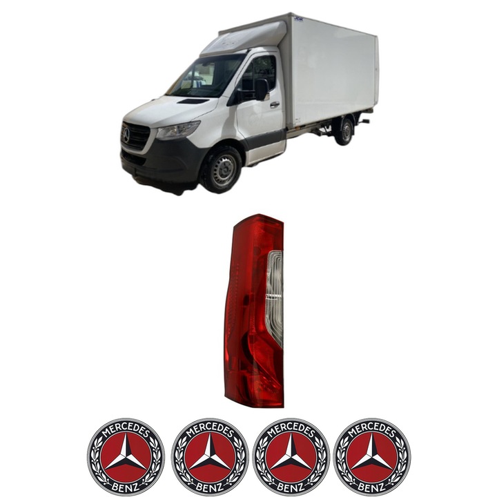Lampa Stop Spate Stanga MERCEDES-BENZ SPRINTER 5-t Platform/Chassis (B907) din 2018-2021, Auto, DEPO, 4x Stickere auto cu MERCEDES-BENZ