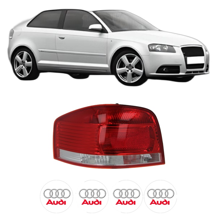 Lampa Stop Spate Stanga AUDI A3 (8P1) din 2003-2012, Auto, DEPO, 4x Stickere auto cu AUDI