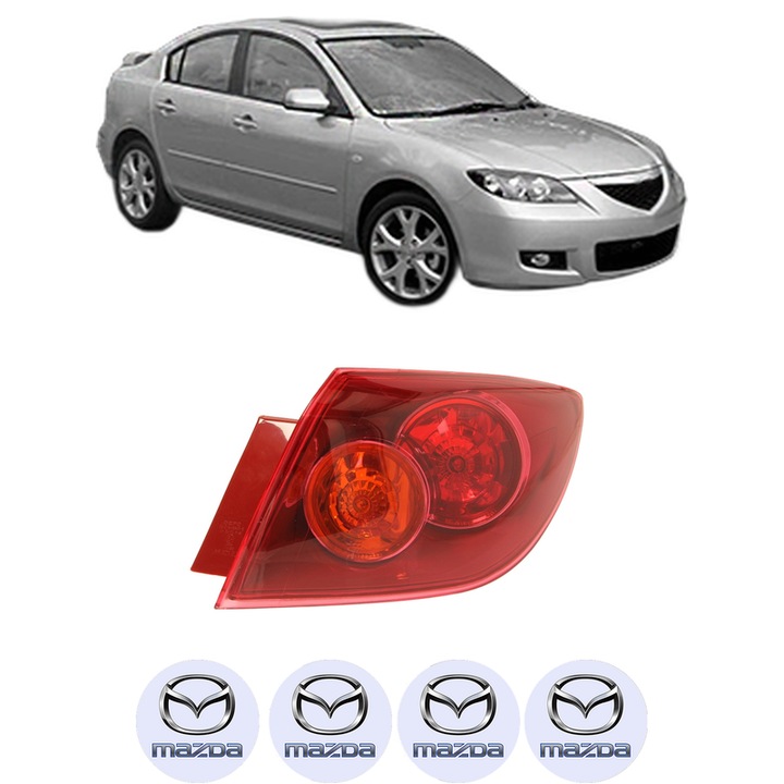 Lampa Stop Spate Dreapta MAZDA 3 Saloon (BK) din 2003-2009, Auto, DEPO, 4x Stickere auto cu MAZDA