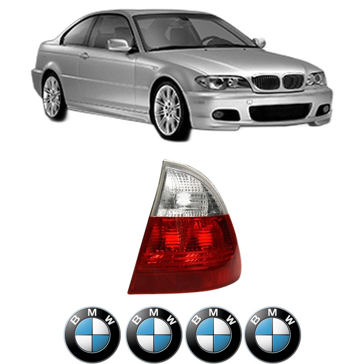 Lampa Stop Spate Dreapta BMW Seria 3 Coupe (E46) din 1998-2006, Auto, DEPO, 4x Stickere auto cu BMW