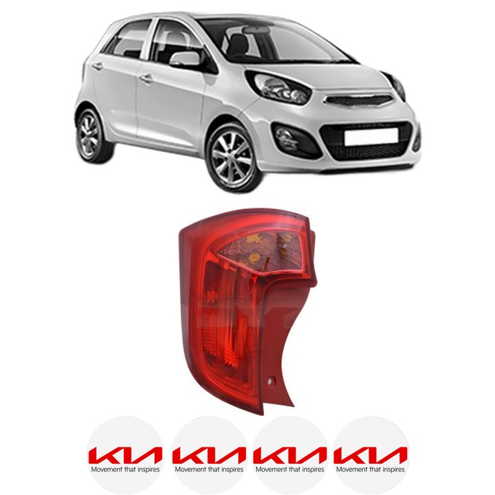 Lampa Stop Spate Stanga KIA PICANTO II (TA) din 2011-2017, Auto, TYC, 4x Stickere auto cu KIA