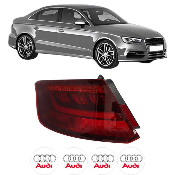Lampa Stop Spate Stanga AUDI A3 Limousine (8VS, 8VM) din 2013-2020, Auto, DEPO, 4x Stickere auto cu AUDI
