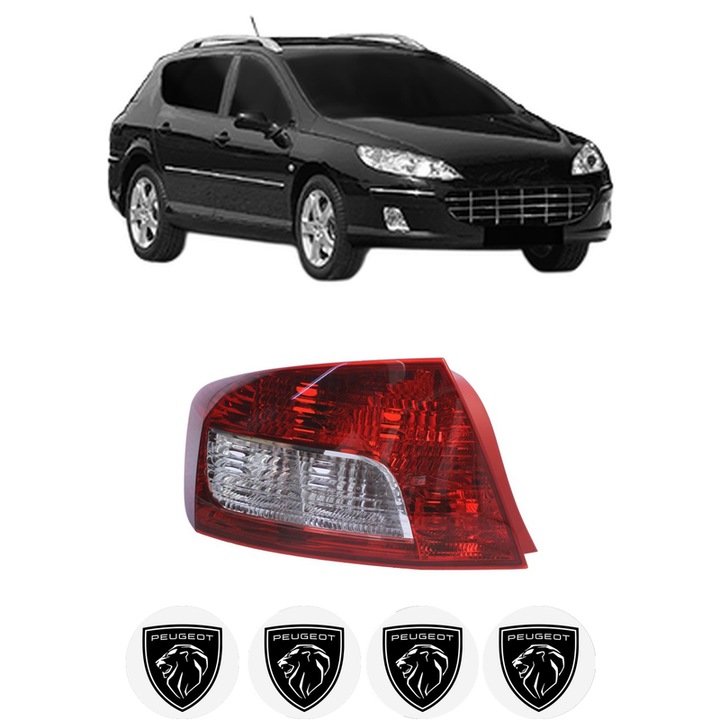 Lampa Stop Spate Stanga PEUGEOT 407 SW Estate Van (6E_) din 2009-2010, Auto, DEPO, 4x Stickere auto cu PEUGEOT