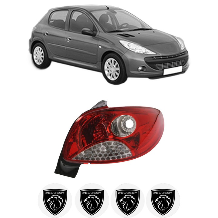 Lampa Stop Spate Dreapta PEUGEOT 206+ (2L_, 2M_) din 2009-2013, Auto, DEPO, 4x Stickere auto cu PEUGEOT