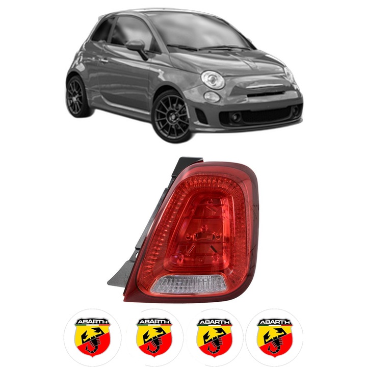 Lampa Stop Spate Dreapta ABARTH 500 / 595 / 695 din 2008-2016, Auto, DEPO, 4x Stickere auto cu ABARTH
