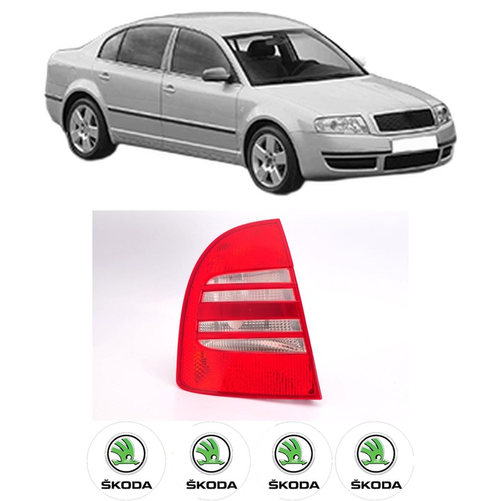 Lampa Stop Spate Stanga SKODA SUPERB I (3U4) din 2001-2008, Auto, DEPO, 4x Stickere auto cu SKODA