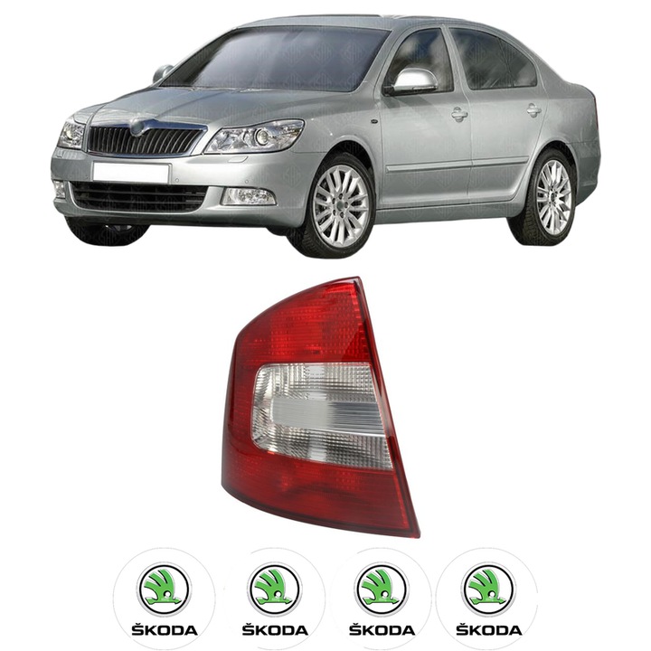 Lampa Stop Spate Stanga SKODA OCTAVIA II (1Z3) din 2004-2013, Auto, DEPO, 4x Stickere auto cu SKODA