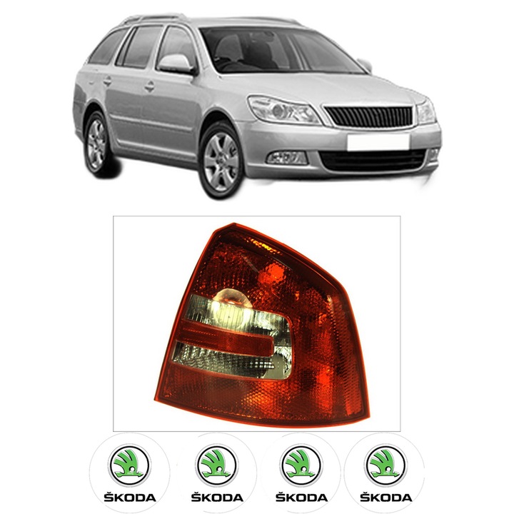 Lampa Stop Spate Dreapta SKODA OCTAVIA II Combi (1Z5) din 2004-2013, Auto, DEPO, 4x Stickere auto cu SKODA