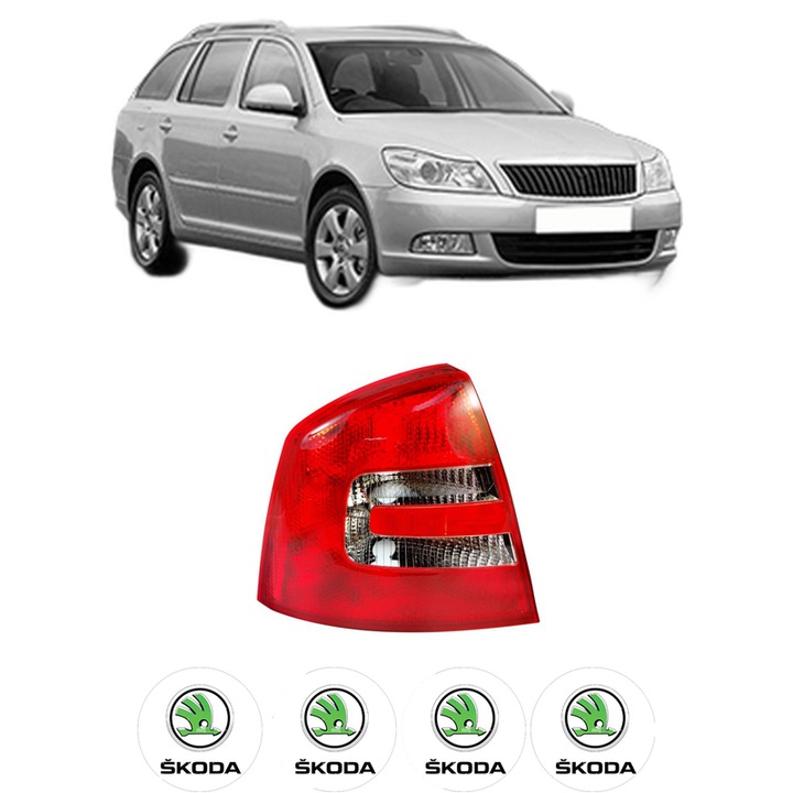 Lampa Stop Spate Stanga SKODA OCTAVIA II Combi (1Z5) din 2004-2013, Auto, DEPO, 4x Stickere auto cu SKODA