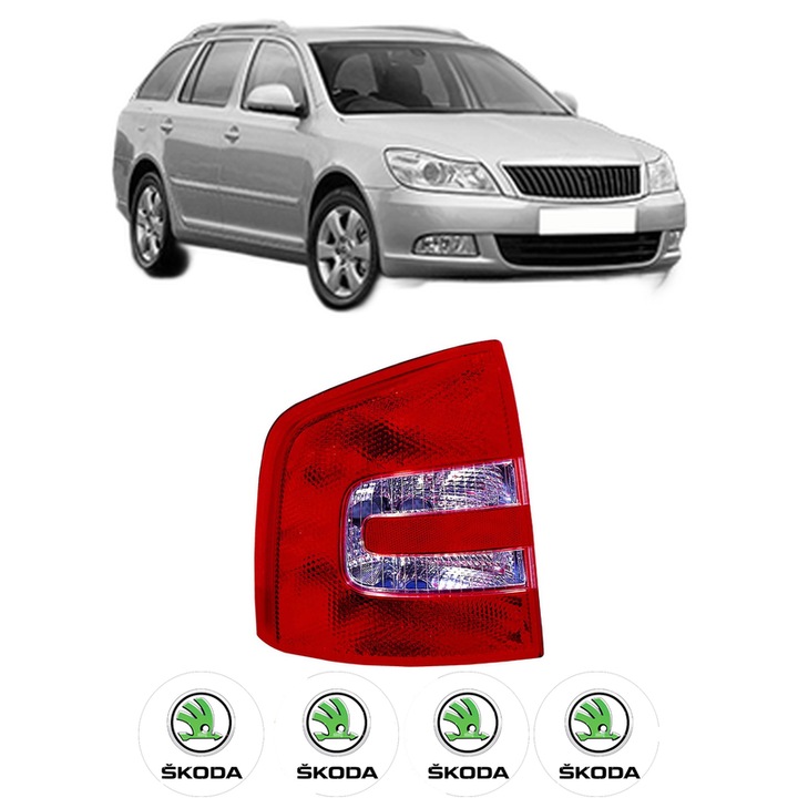Lampa Stop Spate Stanga SKODA OCTAVIA II Combi (1Z5) din 2004-2013, Auto, DEPO, 4x Stickere auto cu SKODA