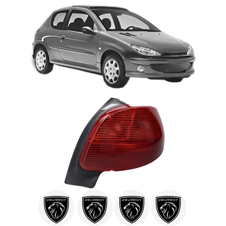 Lampa Stop Spate Dreapta PEUGEOT 206 Hatchback (2A/C) din 1998-2012, Auto, TYC, 4x Stickere auto cu PEUGEOT