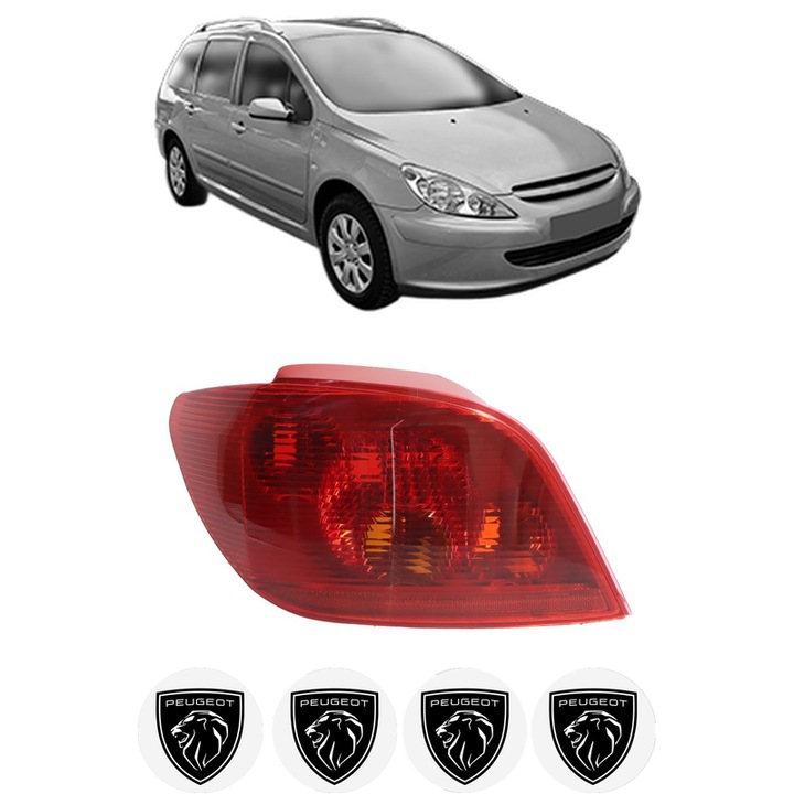 Lampa Stop Spate Stanga PEUGEOT 307 SW Estate Van (3E_, 3H_) din 2003-2009, Auto, TYC, 4x Stickere auto cu PEUGEOT