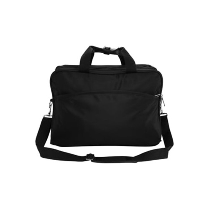 Hordozható laptop- és kozmetikai táska, fekete, belső rekeszekkel