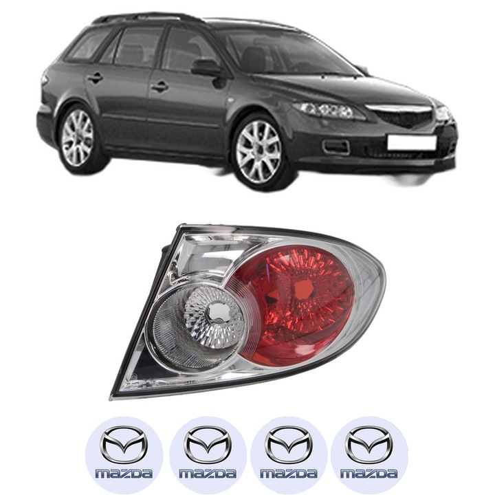 Lampa Stop Spate Dreapta MAZDA 6 Station Wagon (GY) din 2002-2008, Auto, TYC, 4x Stickere auto cu MAZDA