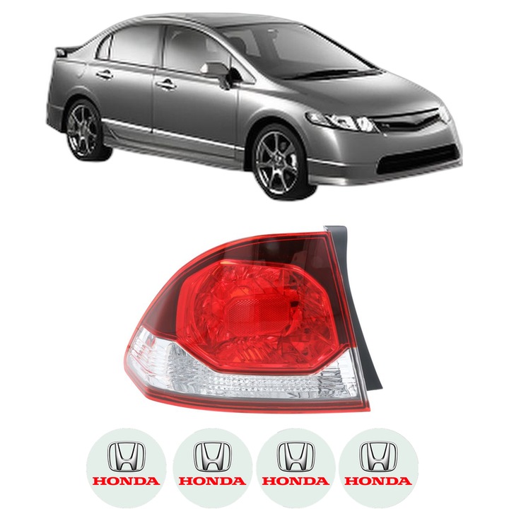 Lampa Stop Spate Stanga HONDA CIVIC VIII Saloon (FD, FA) din 2005-2013, Auto, TYC, 4x Stickere auto cu HONDA