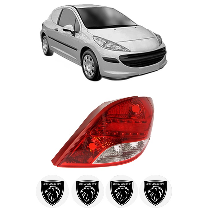 Lampa Stop Spate Dreapta PEUGEOT 207 Hatchback Van (WA_, WC_) din 2007-2012, Auto, TYC, 4x Stickere auto cu PEUGEOT