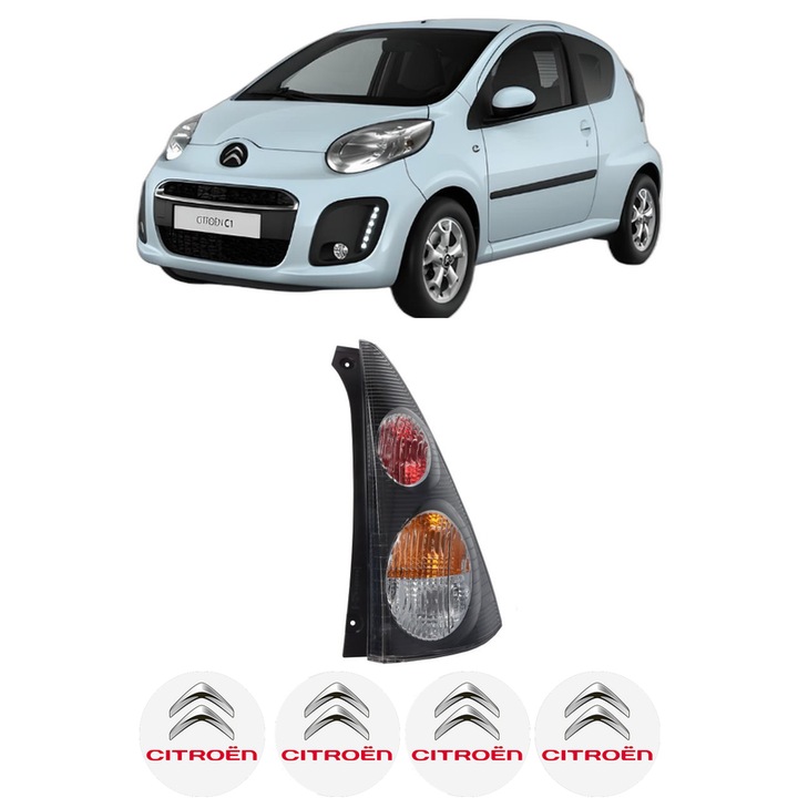 Lampa Stop Spate Dreapta CITROEN C1 (PM_, PN_) din 2005-2014, Auto, TYC, 4x Stickere auto cu CITROEN