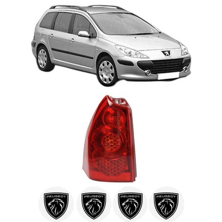 Lampa Stop Spate Stanga PEUGEOT 307 Break (3E) din 2002-2009, Auto, TYC, 4x Stickere auto cu PEUGEOT