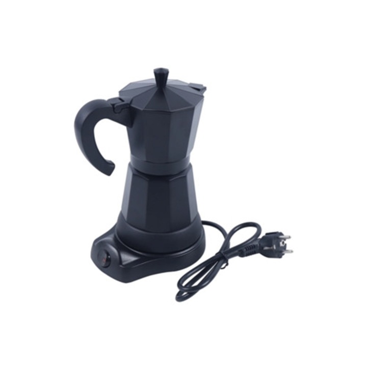 Alumínium elektromos moka kávéfőző, fekete, tűzhelyre