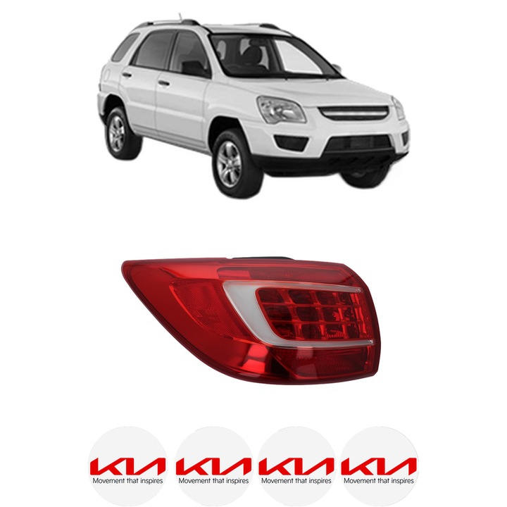 Lampa Stop Spate Stanga KIA SPORTAGE II (JE_, KM_) din 2004-2010, Auto, TYC, 4x Stickere auto cu KIA