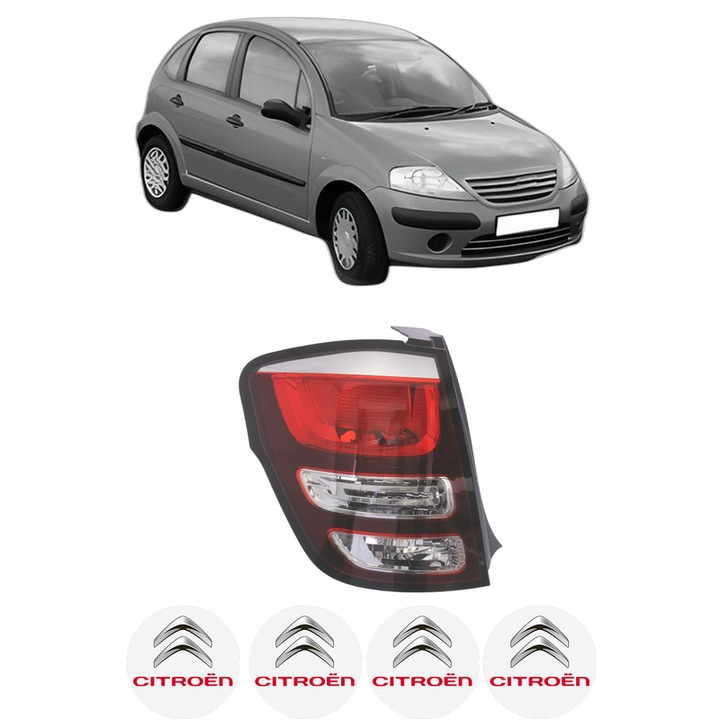 Lampa Stop Spate Stanga CITROEN C3 I (FC_, FN_) din 2002-2012, Auto, TYC, 4x Stickere auto cu CITROEN