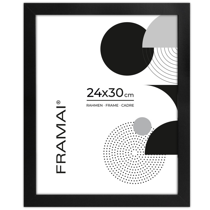 Ramă foto neagră Framai, 24x30 cm, design minimalist, plexiglas de înaltă calitate