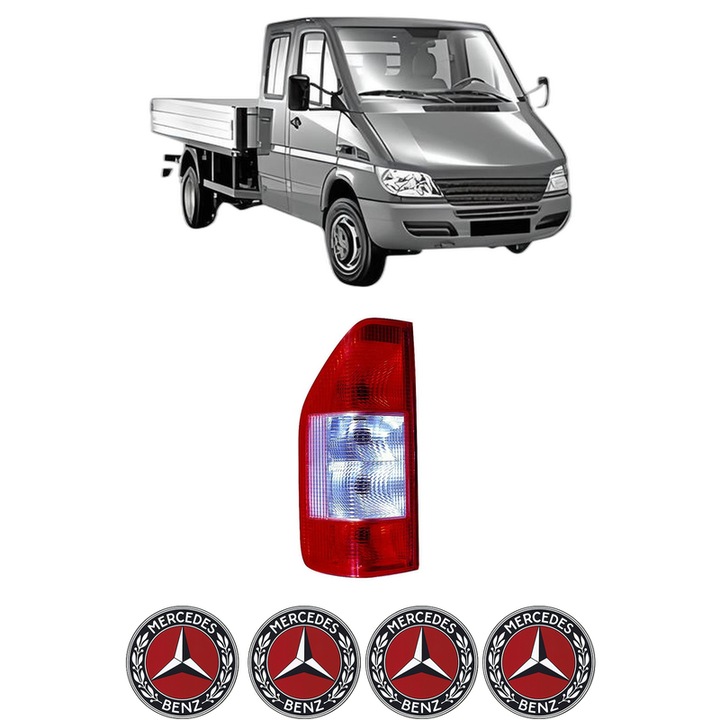 Lampa Stop Spate Stanga MERCEDES-BENZ SPRINTER 5-t Platform/Chassis (B905) din 2001-2006, Auto, DEPO, 4x Stickere auto cu MERCEDES-BENZ