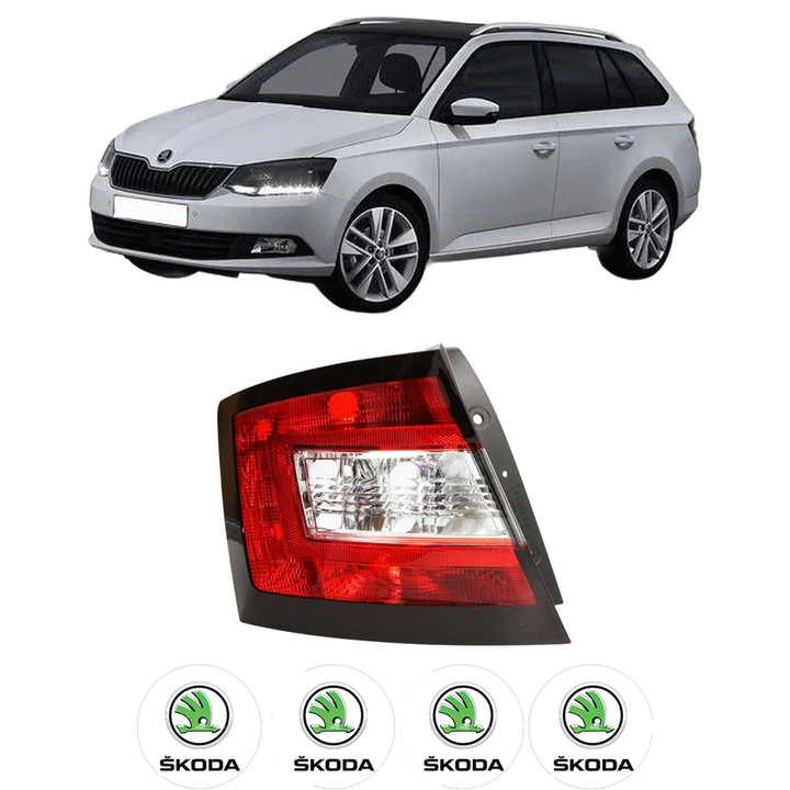 Lampa Stop Spate Stanga SKODA FABIA III Estate (NJ5) din 2014-2022, Auto, TYC, 4x Stickere auto cu SKODA