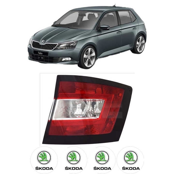Lampa Stop Spate Dreapta SKODA FABIA III (NJ3) din 2014-2021, Auto, TYC, 4x Stickere auto cu SKODA