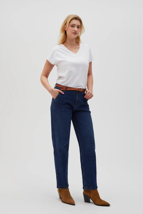 Kék egyenes szárú farmer övvel, BLUE