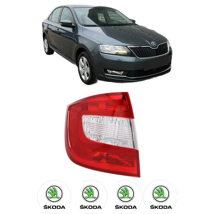 Lampa Stop Spate Stanga SKODA RAPID (NH3, NK3, NK6) din 2012-2022, Auto, TYC, 4x Stickere auto cu SKODA