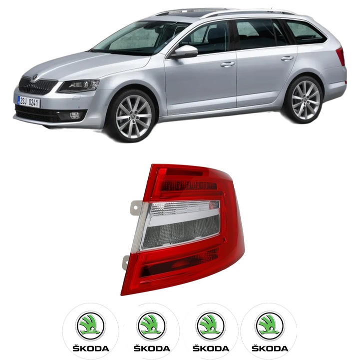 Lampa Stop Spate Dreapta SKODA OCTAVIA III Combi (5E5, 5E6) din 2012-2020, Auto, TYC, 4x Stickere auto cu SKODA