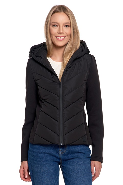 Късо дамско яке Moraj с качулка, Черен