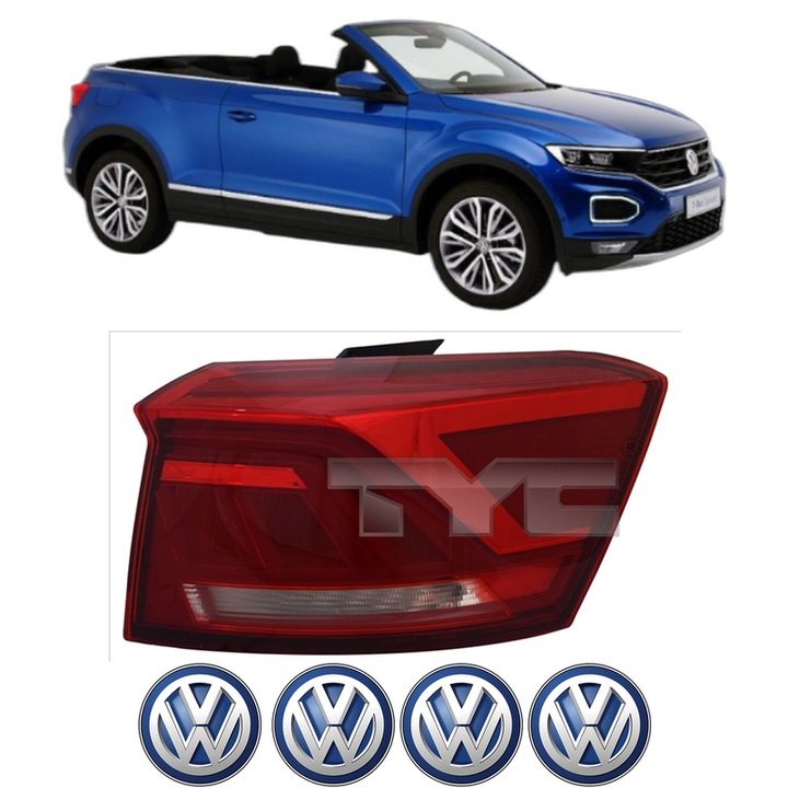 Lampa Stop Spate Dreapta Volkswagen T-ROC Convertible (AC7, AC8) din 2019-2020, Auto, TYC, 4x Stickere auto cu Volkswagen
