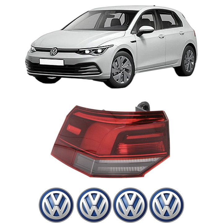 Lampa Stop Spate Stanga Volkswagen GOLF VIII (CD1, DA1) din 2019-2024, Auto, TYC, 4x Stickere auto cu Volkswagen