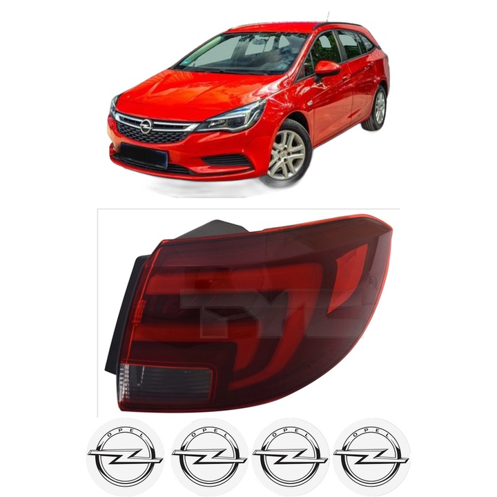 Lampa Stop Spate Stanga OPEL ASTRA K (B16) din 2015-2022, Auto, TYC, 4x Stickere auto cu OPEL