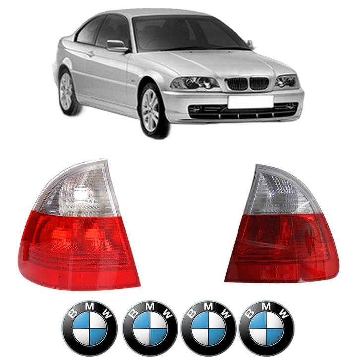 Set Stopuri Spate Stanga Dreapta BMW Seria 3 (E46) din 1997-2005, Auto, TYC, 4x Stickere auto cu BMW
