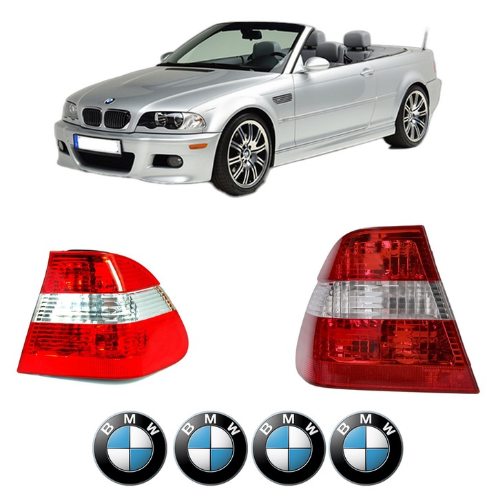 Set Stopuri Spate Stanga Dreapta BMW Seria 3 Convertible (E46) din 2000-2007, Auto, DEPO, 4x Stickere auto cu BMW