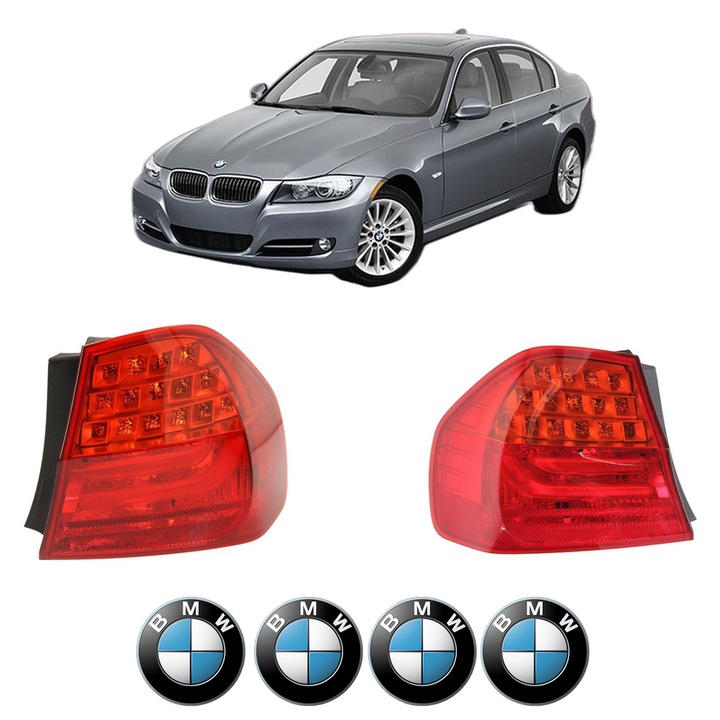 Set Stopuri Spate Stanga Dreapta BMW Seria 3 (E90) din 2004-2011, Auto, DEPO, 4x Stickere auto cu BMW