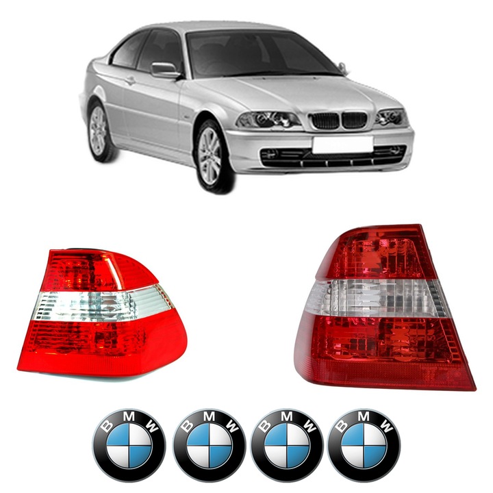 Set Stopuri Spate Stanga Dreapta BMW Seria 3 (E46) din 1997-2005, Auto, DEPO, 4x Stickere auto cu BMW