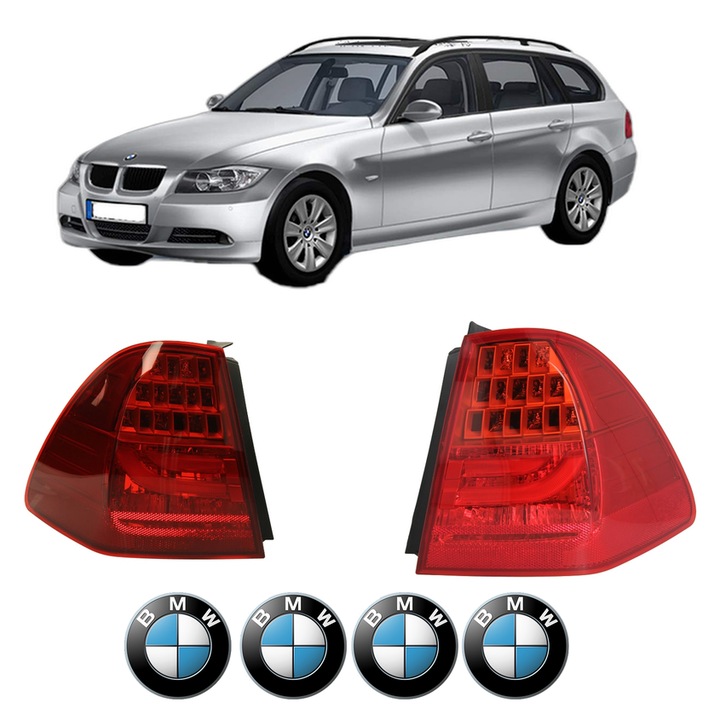 Set Stopuri Spate Stanga Dreapta BMW Seria 3 Touring (E91) din 2004-2012, Auto, TYC, 4x Stickere auto cu BMW