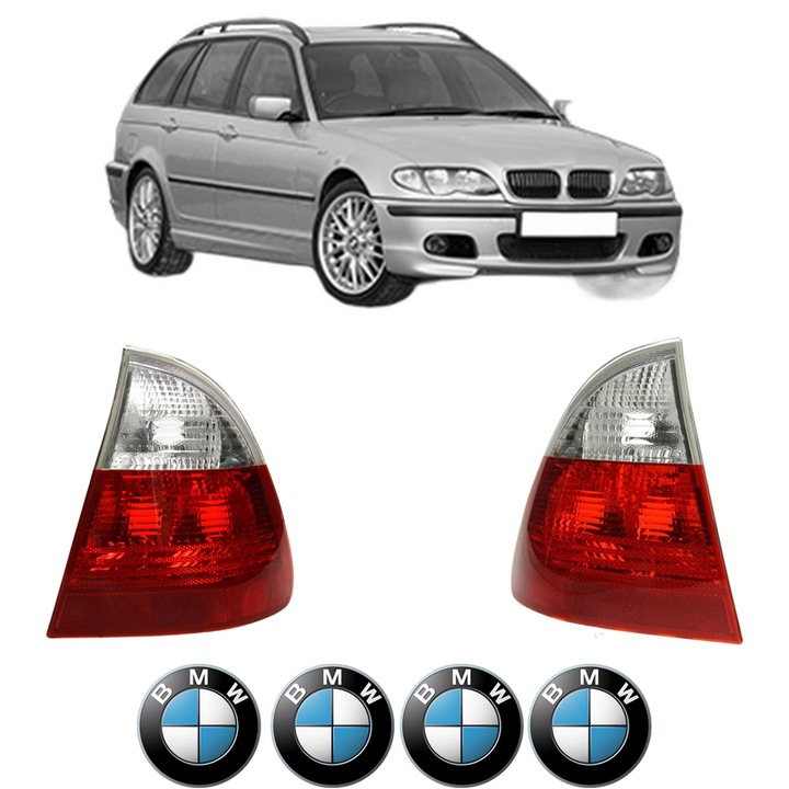 Set Stopuri Spate Stanga Dreapta BMW Seria 3 Touring (E46) din 1999-2005, Auto, DEPO, 4x Stickere auto cu BMW